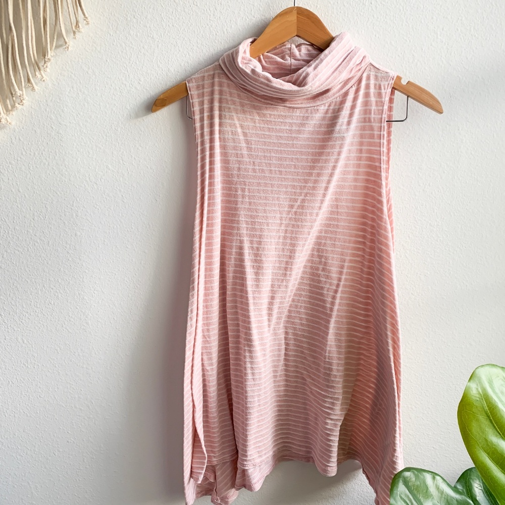 Objex Sleeveless Striped Turtleneck Pink Sz. S